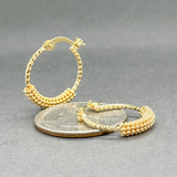 Estate 18K Y Gold 20.1mm Fancy Hoop Earrings