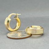 Estate 18K Y Gold 17.0mm Stepped Hoop Earrings