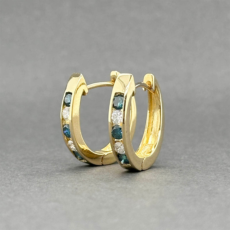 Estate 14K Y Gold 0.53ctw Fancy Blue-H/SI1-2 Diamond Huggie Earrings