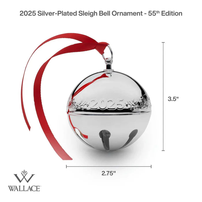 Wallace 2025 Silver-Plated Sleigh Bell Ornament, 55th Edition