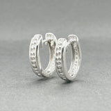 Estate 14K W Gold Beaded Huggie Earrings