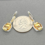 Estate Judith Ripka SS 4.30ctw Citrine & 0.09ctw G/SI1-2 Diamond Earrings