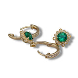 14K Y Gold 0.26ctw Diamond and 1.28ctw Emerald Drop Earrings