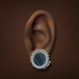 Estate Lagos SS Onyx Maya Circle Earrings