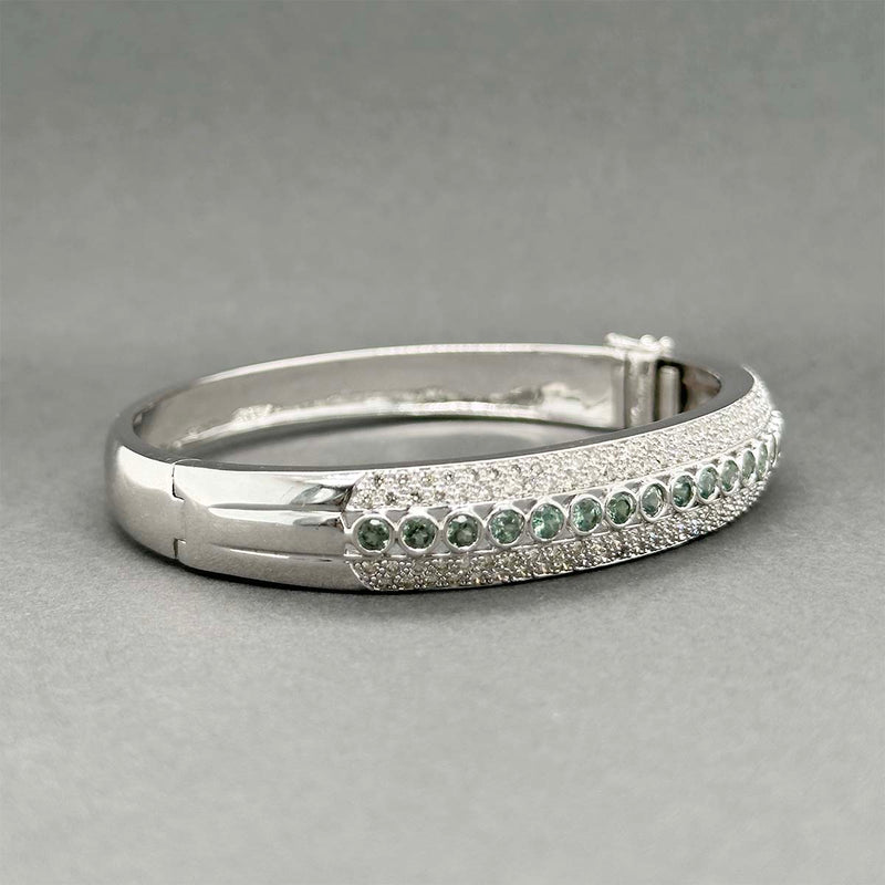 Estate Levian 14K W Gold 2.09ctw Chrysoberyl & 1.54ctw Diamond Bracelet