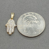 Estate 14K Y Gold CZ Hamsa Pendant