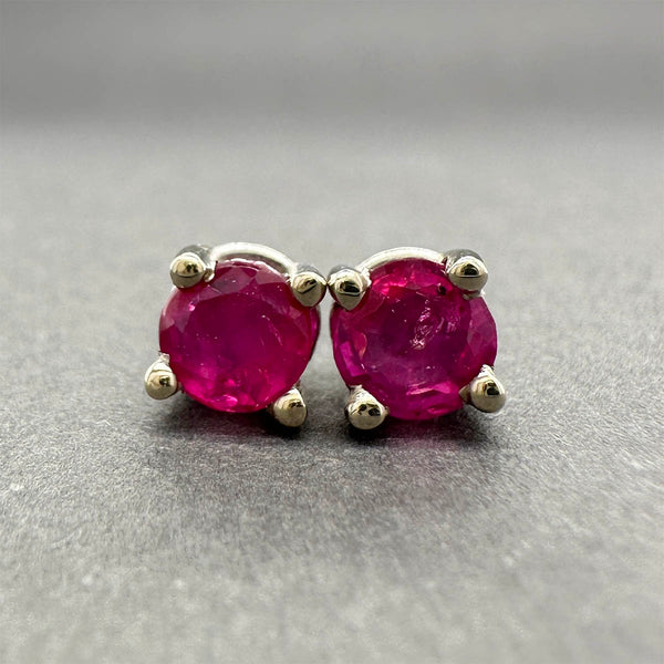 Estate 14K W Gold 0.76ctw Ruby Stud Earrings