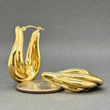 Estate 14K Y Gold Electroplated Oval Twist Hoop Earrings