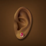 Estate 14K Y Gold 3.18ctw Ruby Stud Earrings