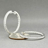 Estate 14K W Gold 0.51ctw Diamond In/Out Hoop Earrings