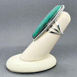Estate SS 22.84ct Malachite Navette Ring