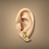 Estate 18K TT Gold 0.28ctw Diamond Woman on The Moon Earrings