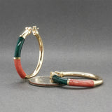 Estate 18K Y Gold Enamel Hoop Earrings