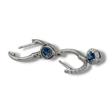 14K W Gold 0.28ctw G-H/SI1 Diamond and 0.61ctw Sapphire Hoop Earrings