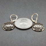 Estate 14K Y Gold Onyx Filigree Drop Earrings