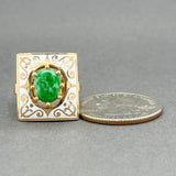 Estate 14K Y Gold 0.54ct Jadeite & Enamel Cocktail Ring