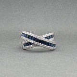 Estate 14K W Gold 1.04ctw Sapphire & 0.28ctw Diamond X Ring