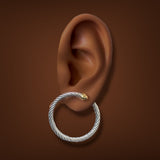 Estate David Yurman SS 18 Cable Torque Hoop Earrings