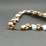 Estate 18K Y Gold Freshwater Pearl & 0.36ctw Diamond Bracelet