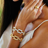 Brass YGP  MOP Pathway Link Bracelet 7.5"