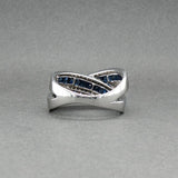 Estate 14K W Gold 1.04ctw Sapphire & 0.28ctw Diamond X Ring