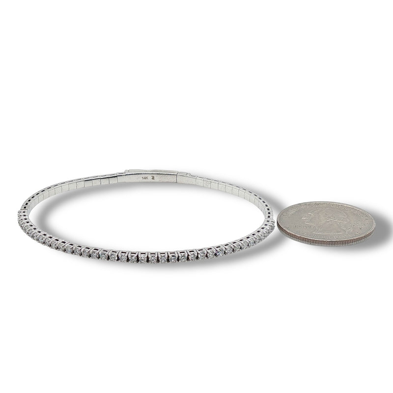 14K W Gold 1.00ctw H/SI1 Diamond Flexible Bangle Bracelet