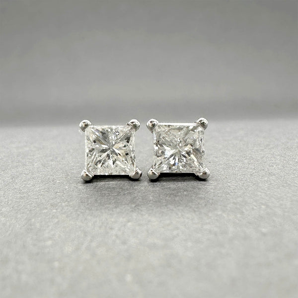 Estate 14K W Gold 0.92ctw F-G/I1 Diamond Screw Back Earrings