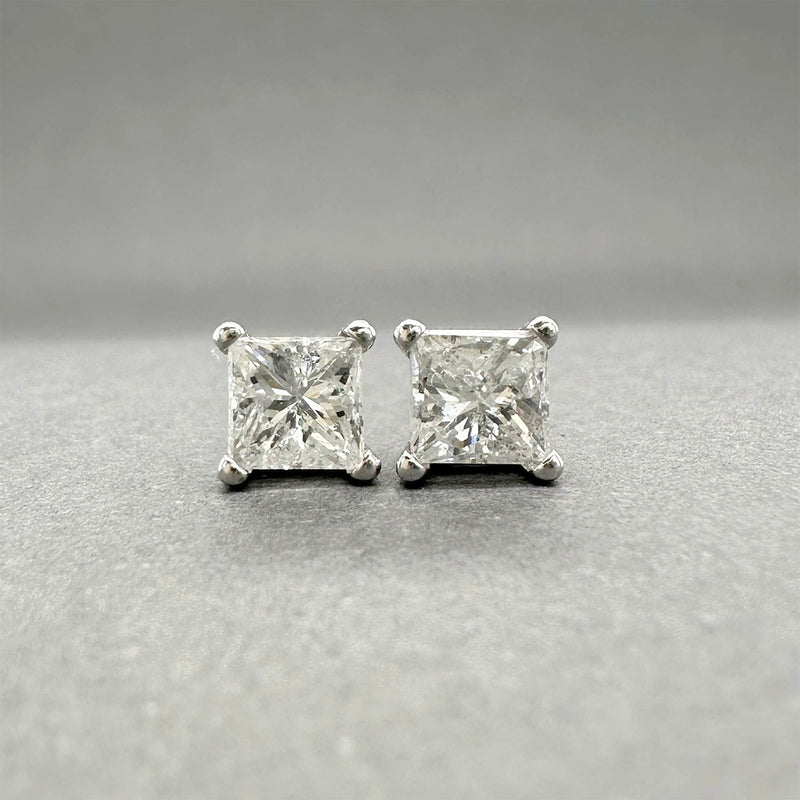Estate 14K W Gold 0.92ctw F-G/I1 Diamond Screw Back Earrings