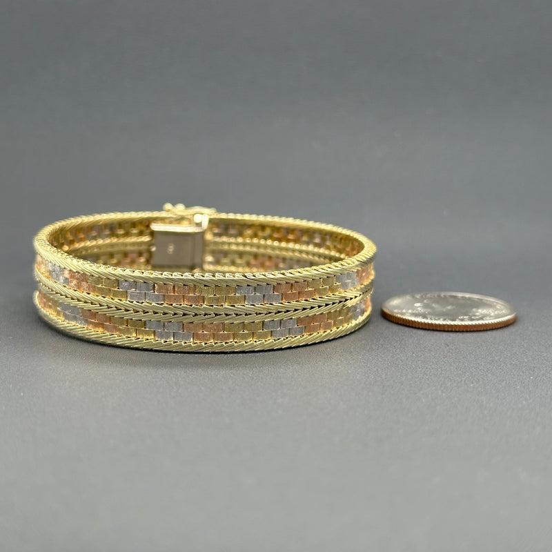 Estate 14K Tricolor Gold 13mm Bracelet - Walter Bauman Jewelers