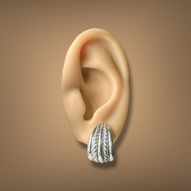 Estate David Yurman SS 18 Thoroughbred Shrimp Earrings