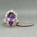 Estate 14K Y Gold 6.13ct Amethyst & 0.99ctw Diamond Ring