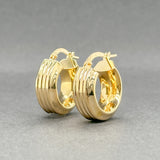 Estate 18K Y Gold 17.0mm Stepped Hoop Earrings