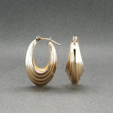 Estate 14K Y Gold Scalloped Teardrop Hoop Earrings