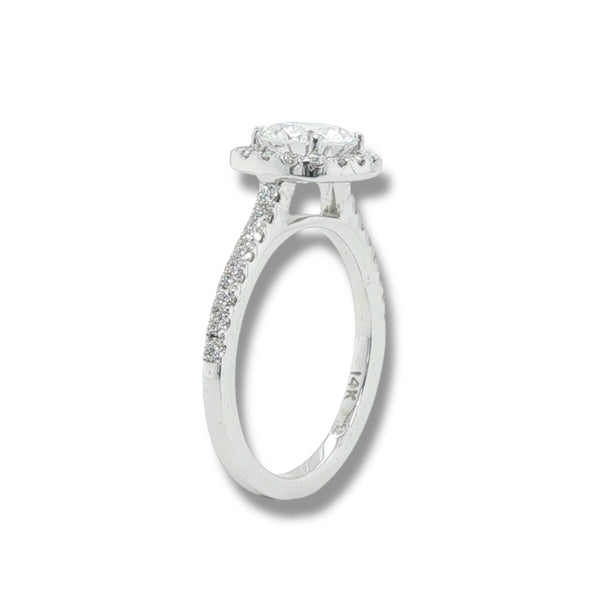 14K W Gold 0.50ctw G/SI1 Halo Diamond Engagement Ring Mounting