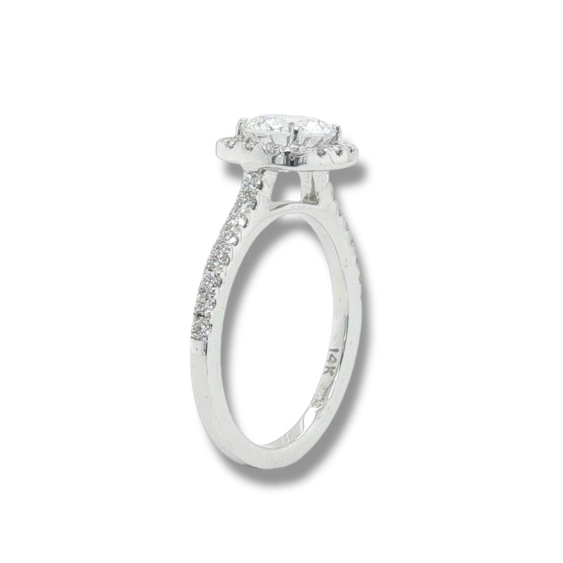 14K W Gold 0.50ctw G/SI1 Halo Diamond Engagement Ring Mounting