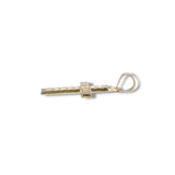 14K Y Gold Leaf Design Hollow Dia Cut Cross 20mm x 11mm