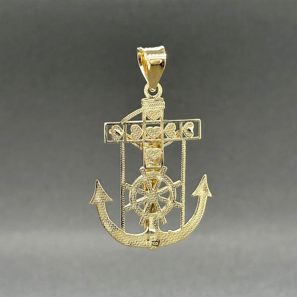 Estate 14K TT Gold Anchor Crucifix Pendant