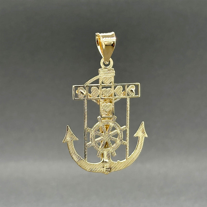 Estate 14K TT Gold Anchor Crucifix Pendant