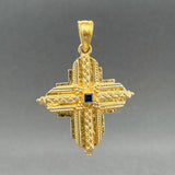 Estate 18K Y Gold Sapphire 43.1mm Cross Pendant