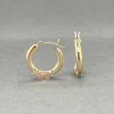 Estate 14K Y Gold 17.9mm Heart Hoop Earrings