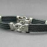 Estate Charriol Steel & 18K W Gold Cable Bracelet