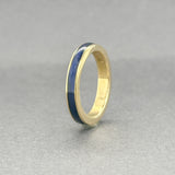 Estate 18K Y Gold Blue Enamel Ring