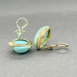 Estate 18K Y Gold Turquoise Feather Earrings