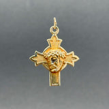 Estate 14K Y Gold Christ Head Cross Pendant
