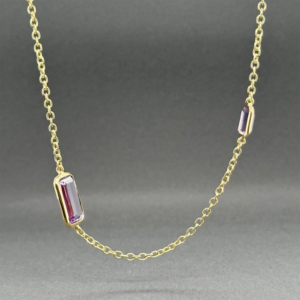 Estate Ippolita 18K Y Gold 6.48ctw Amethyst Rock Candy Station Necklace