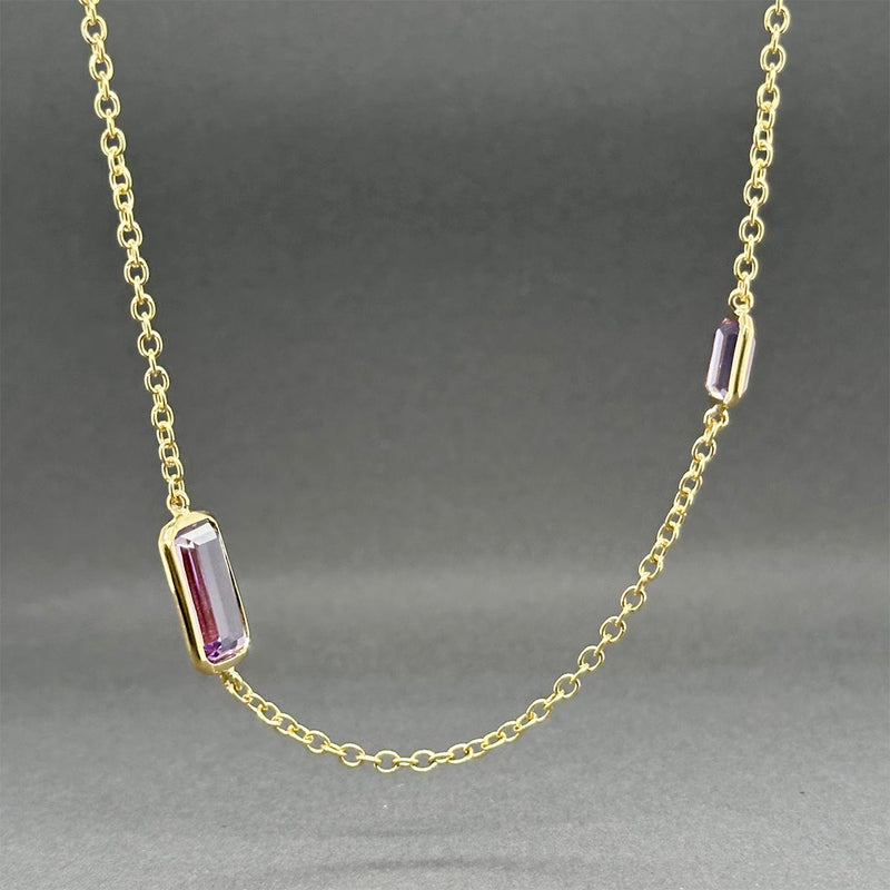 Estate Ippolita 18K Y Gold 6.48ctw Amethyst Rock Candy Station Necklace