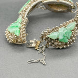 Estate SS Jadeite Floral Bracelet