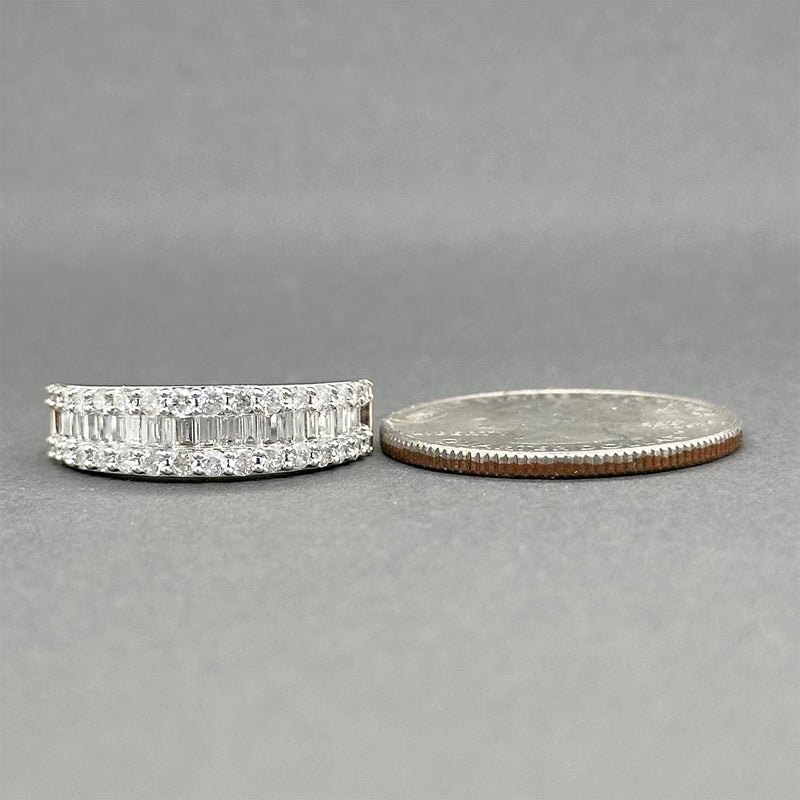 Estate 14K W Gold 1.15ctw Diamond 3 Row Ring