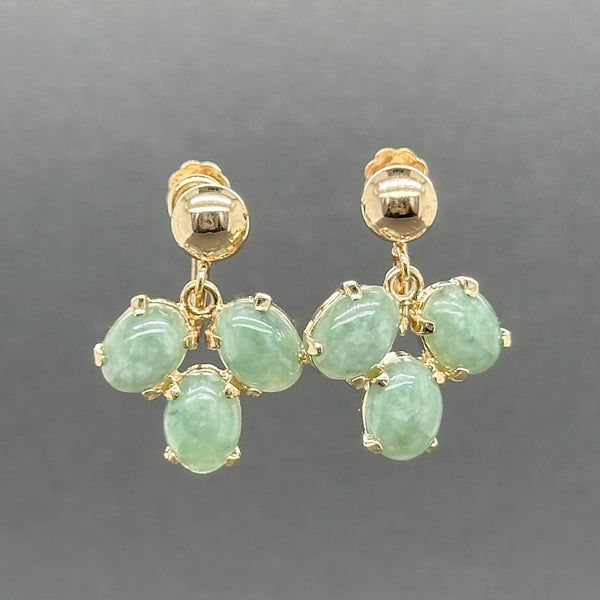 Estate Retro 14K Y Gold 5.71ctw Jadeite Non-Pierced Earrings