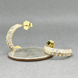 Estate 14K Y Gold CZ Half Hoop Earrings